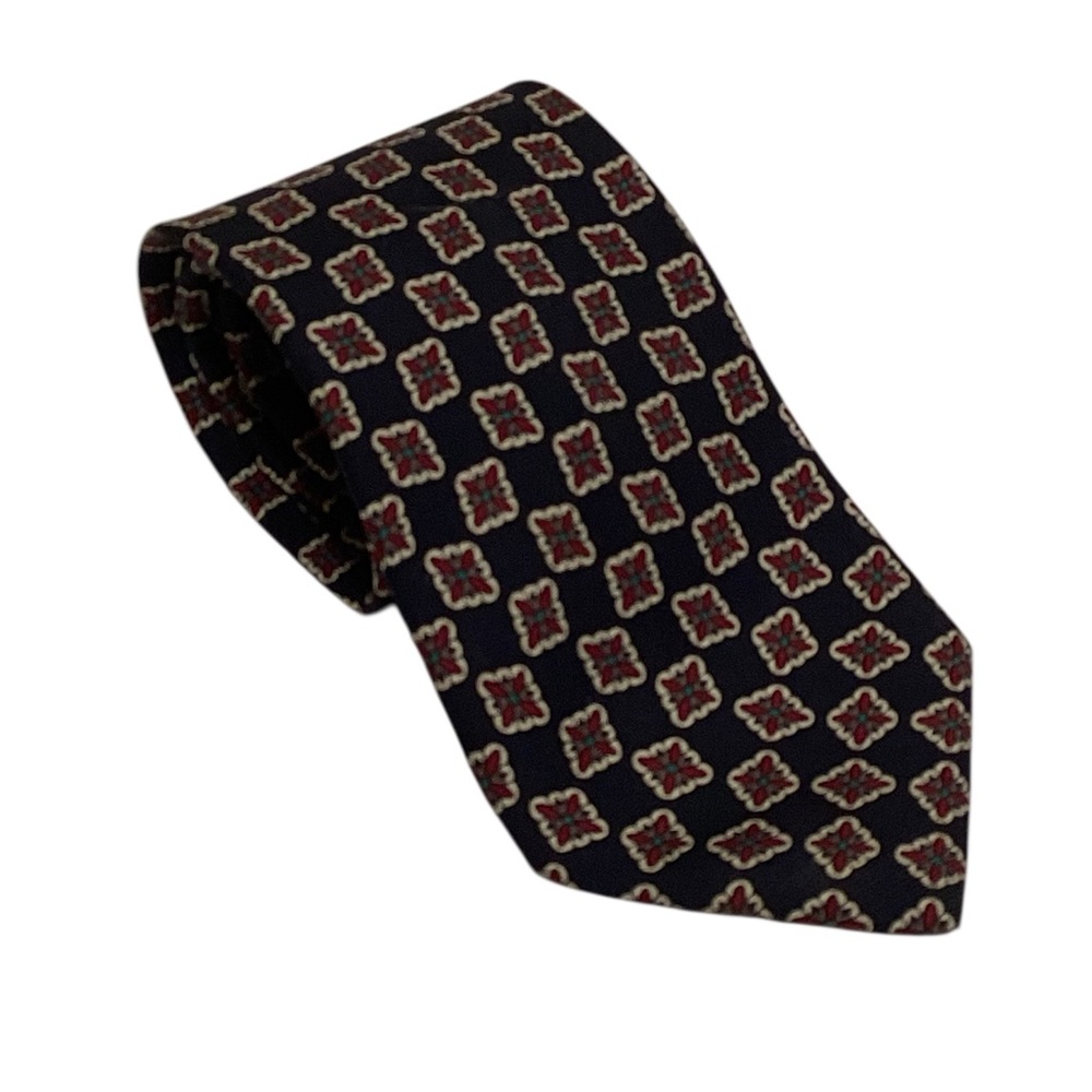 Brooks Brothers Classic Mens Woven 100% Silk Necktie, Medallion Print, USA Made